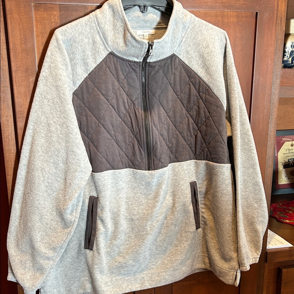 Maurices Gray and Brown Quilted Half-Zip Pullover